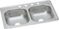 Dayton 33 In. x 19 In. x 6-7/16 In. Equal Double Bowl Drop-In Kitchen Sink, S...