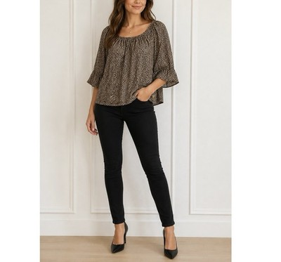 MICHAEL KORS Leopard Print 3/4 Ruffled Sleeve Sz.L