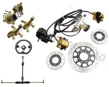 Front Steering Spindle 3 Stud Wheel Hub Brake Twin Caliper Disc Rotor ATV Trike