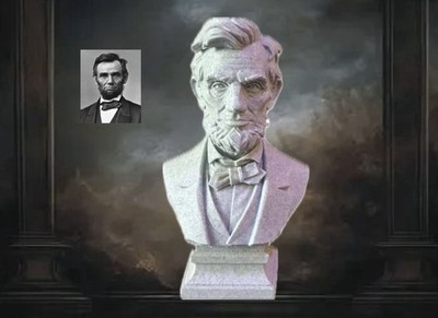 Abraham Lincoln Büste USA Präsident - Farbe weiß - Statue Figur Skulptur