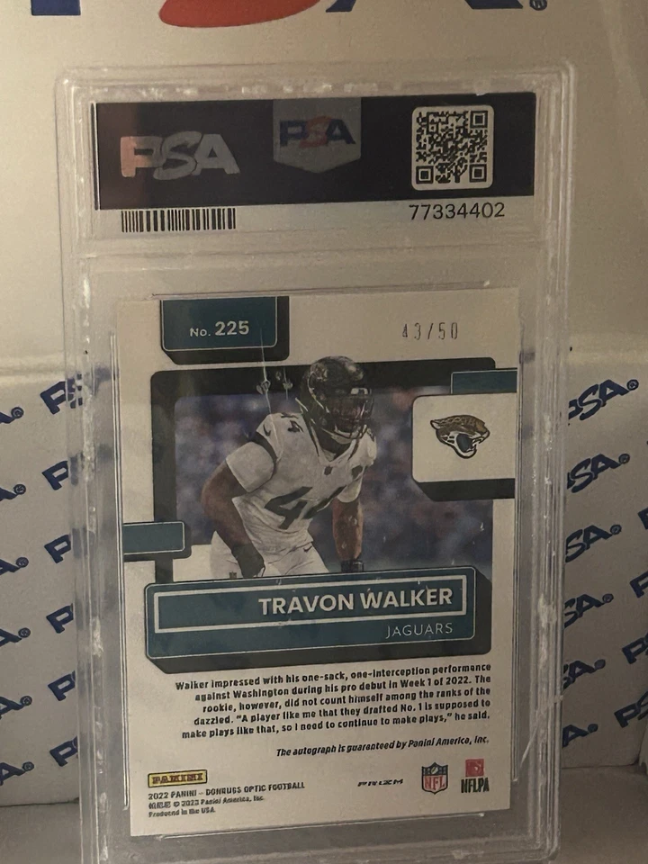 2022 Donruss Optic Travon Walker Rated Rookie AUTO SP Purple Stars /50 PSA 9,10 - Image 3 of 3