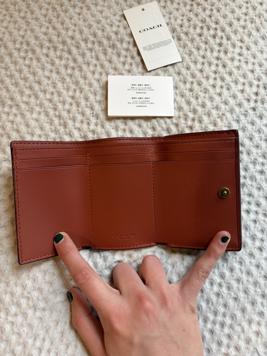 NWT Coach Wallet Signature Essential Mini Trifold in Tan Rust | eBay