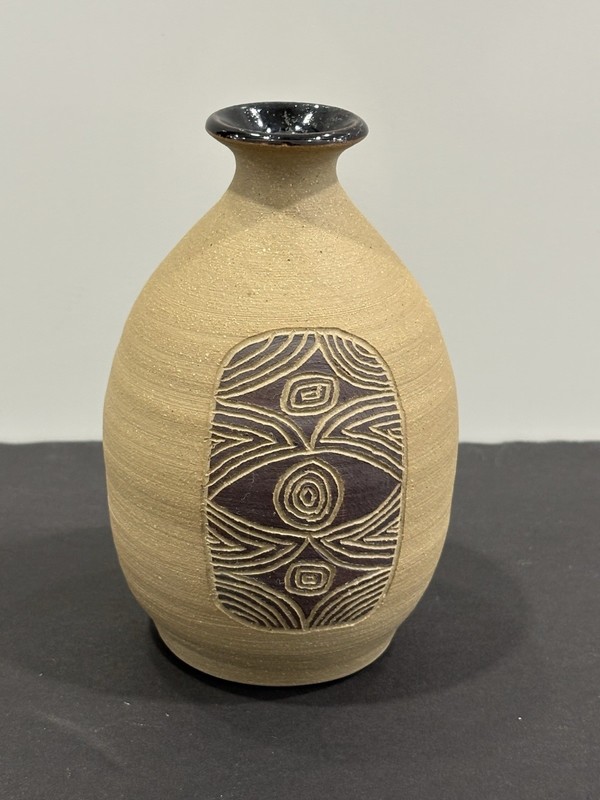 Vintage 2001 Jim Wright Kentucky Studio Pottery Sgraffito Vase Signed 2001