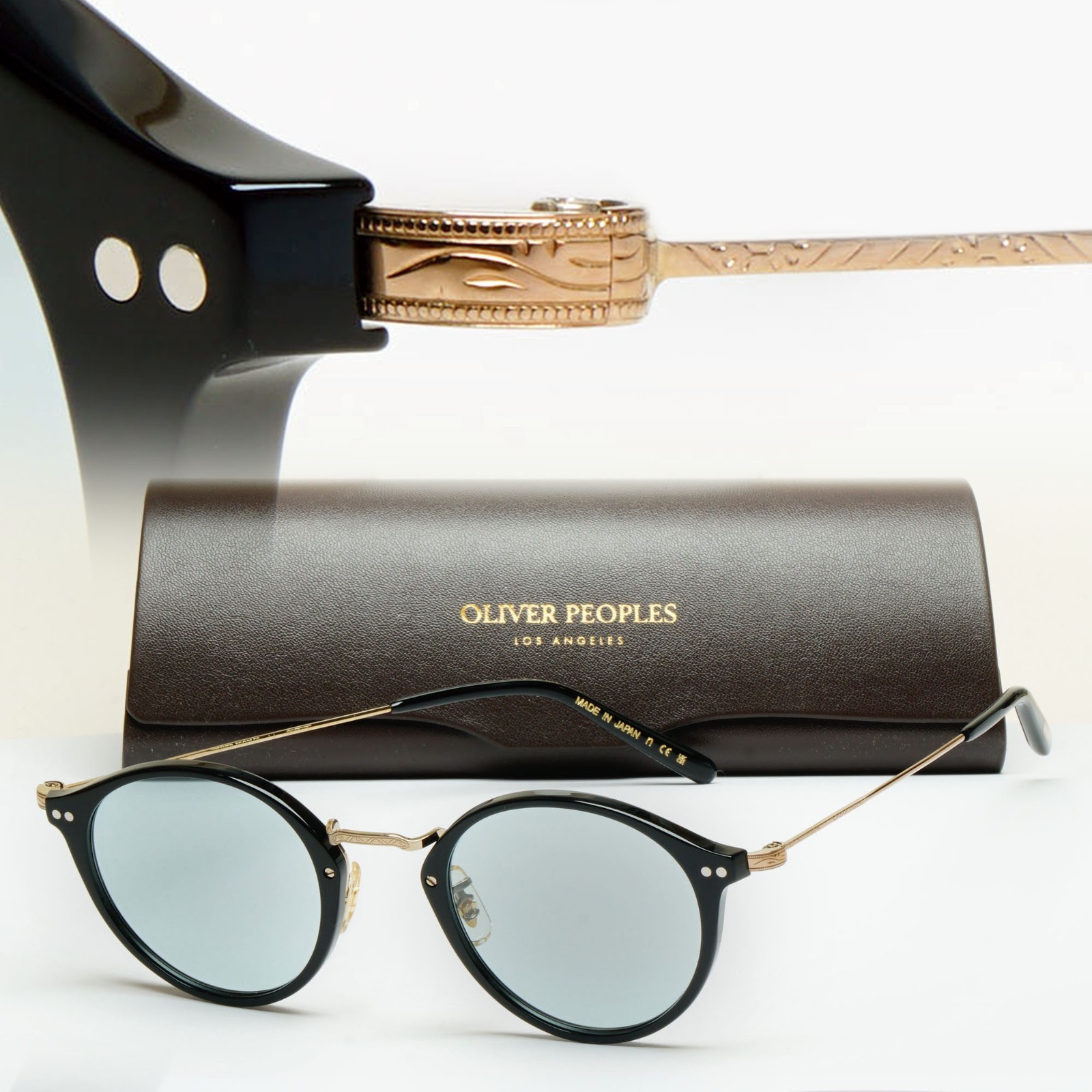 Oliver Peoples Sunglasses Donaire Titanium Black Gold Round OV5448T 1005 46mm