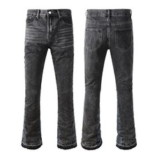 Men's Pop Pants Cargo Boot Cut Style Casual Flares Bell-Bottoms Black Jeans 9305