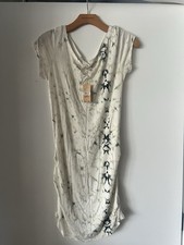 NWT Rachel Roy Ruched Summer Green & White Dyed T-shirt Dress Size S