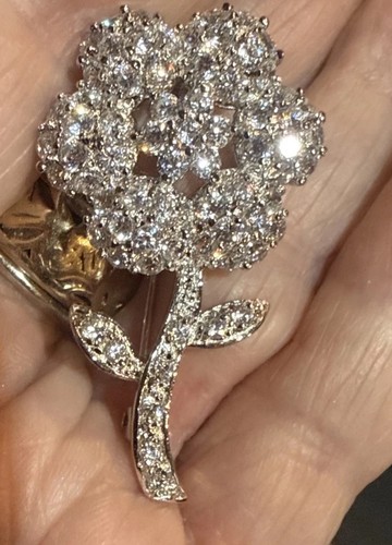 Ross Simon Sterling Silver Rhinestone Flower Pin