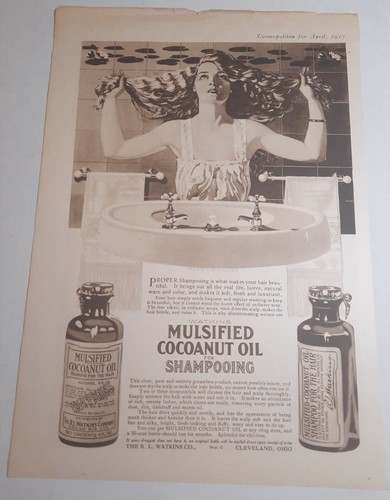 Antique 1917 Watkins Mulsified Shampoo / Mary Garden Perfume Cosmopolitan Ad