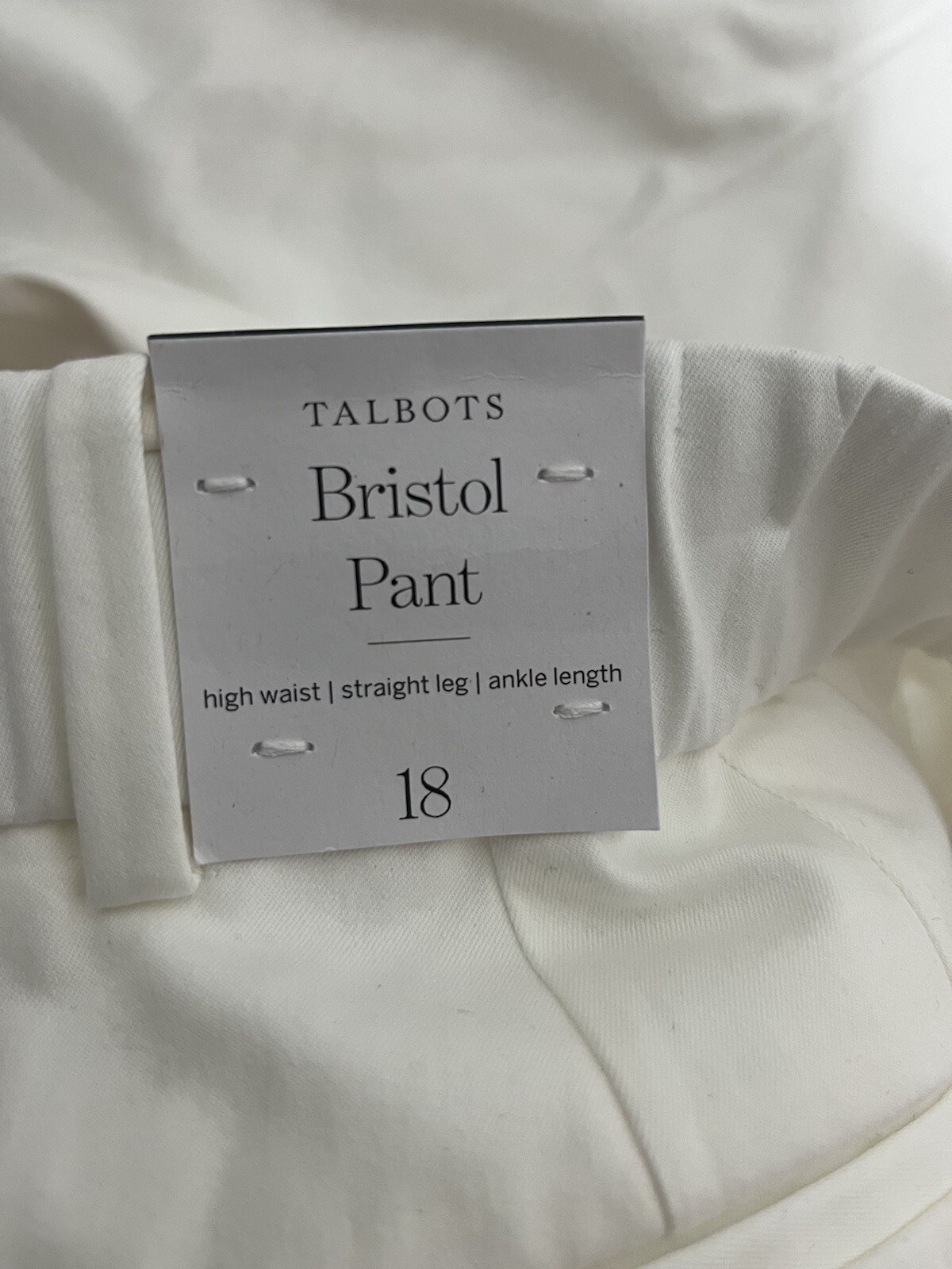 $119 Talbots High Rise Straight Leg Pants Women Size 18 Ecru Bristol ...