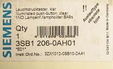 SIEMENS Illuminated Clear Lens Push Button 3SB1 206 0AH01