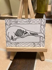 ACEO Original Mixed Media Painting Art Card ATC Skull Chelle #243