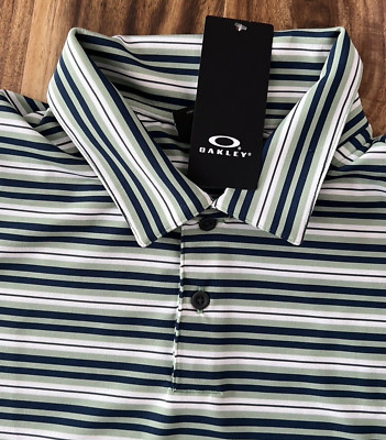 NWT Oakley Golf Polo Shirt XL White/Green Multi Archive Hydrolix (MSRP$70)