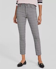 Tommy Hilfiger Women's Gray Plaid Printed Skinny Ankle Pants Size 16