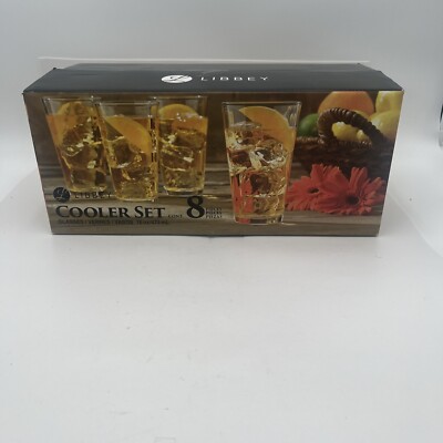 New 8 Piece Crisa  Libbey 16 oz Cooler Glass