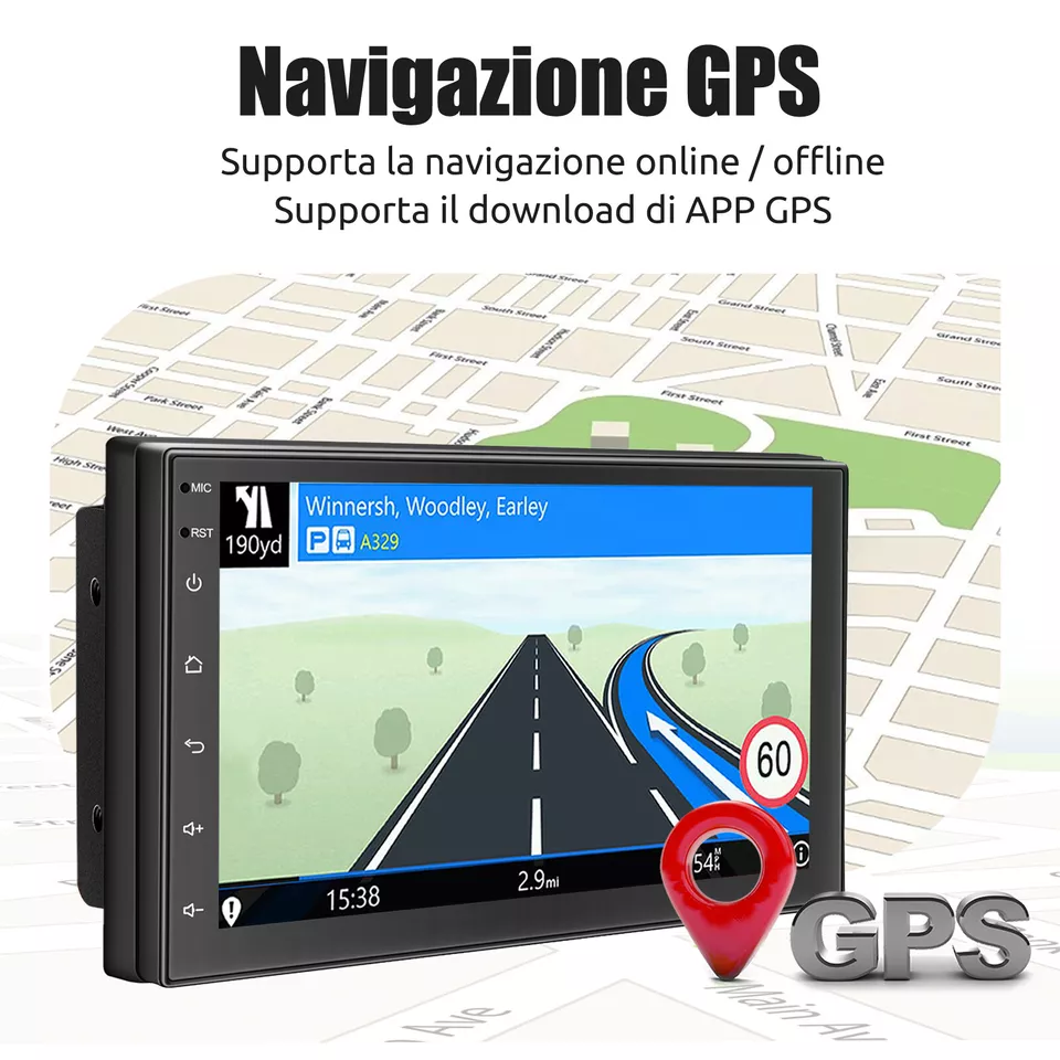 Autoradio 2 DIN 7 Pollici Carplay Android 14 4+64G GPS RDS WiFi Bluetooth Camera - Immagine 4 di 4