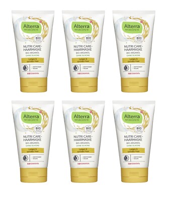 6 x 150ml | Alterra NATURKOSMETIK Nutri Care-Haarmaske Bio-Arganöl VEGAN