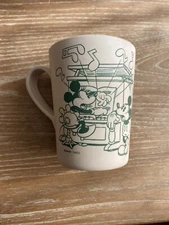 Daiso DISNEY Mickey Mouse Vintage green Plastic Cup Mug. “side by side.” NEW