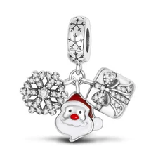 MULA European Snowflake Santa Claus DIY DIY Charm AAA CZ For Bracelet 925 Silver