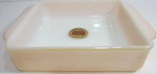 Vintage Fire King Glass Cake Pan Baking Dish # 452 Copper-Tint Square LABEL