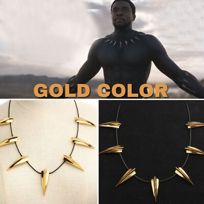 US! Black Panther GOLD Metal Necklace Wakanda King T'Challa Cosplay CostumeJewel