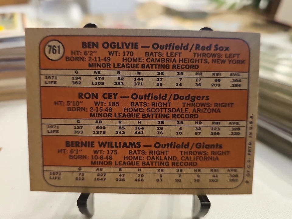 Tarjeta de béisbol 1972 Topps Ron Cey #761 novato Dodgers casi nueva centrada Foto 2 de 2