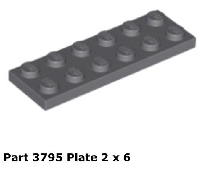 Lego 1x 3795 Dark Bluish Gray Plate 2 x 6 7754