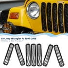 Honeycomb Mesh Front Grill Inserts for 1997-2006 Jeep Wrangler TJ Unlimited 7PCS