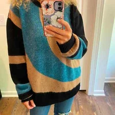 VERRI Italian Mohair Wool Blend Anstract Sweater