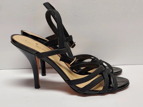 Kate Spade Sandalen Gr. 9 US Lackleder schwarz Stilettoabsatz Fersenriemen offen - Bild 1 von 13