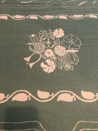 Tiro de cama de 2 lados de colección con borde de flecos beige y verde con patrones florales  - Imagen 3 de 10