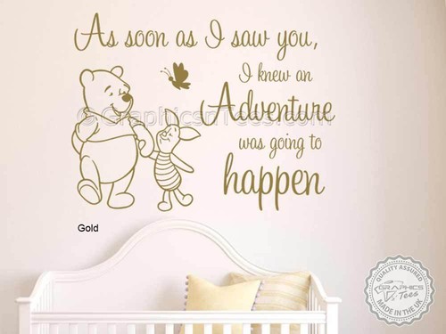 Nursery Wall Sticker Quote, Winnie The Pooh & Piglet, Adventure Going To Happen - Picture 6 of 12