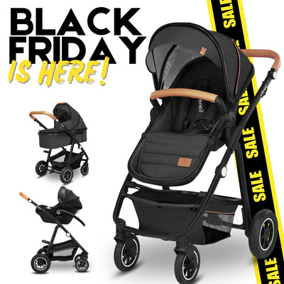 LIONELO  Kinderwagen 3 in 1 Kombikinderwagen  Auto- Babyschale   Grey Graphite 