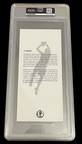 Dirk Nowitzki Signed #41 Jersey Retirement Ticket Stub Psa Slab Dallas Mavericks - Picture 2 of 2
