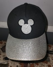Disney Glitter Tone Black Silver Mickey Mouse Baseball Cap Adult Adjustable