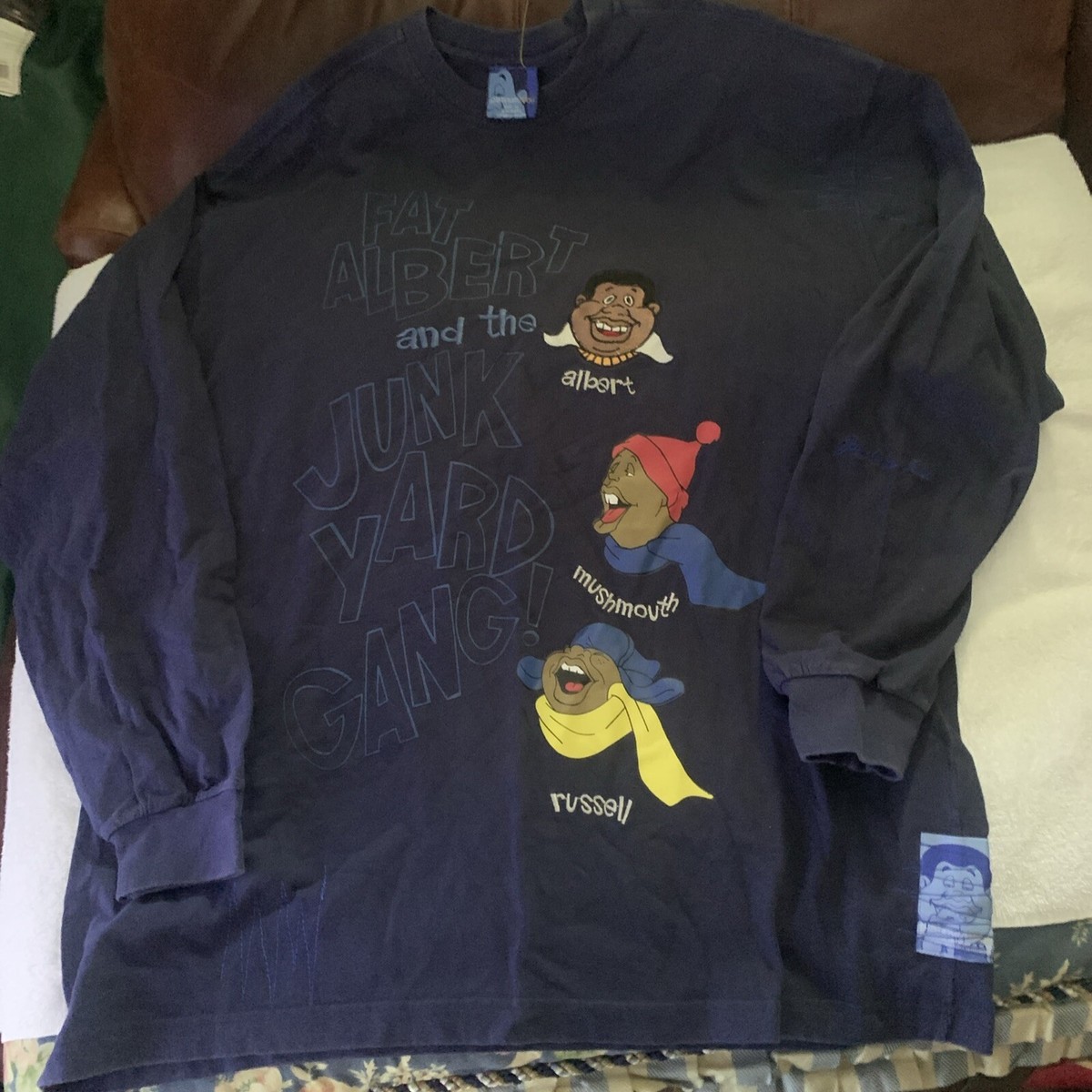 Vintage Platinum Fubu Long sleeve Shirt Navy Blue Fat Albert Rap 