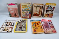 Misc Lot of 8 Uncut Sewing Patterns Toys Curtains Dresser Accessories