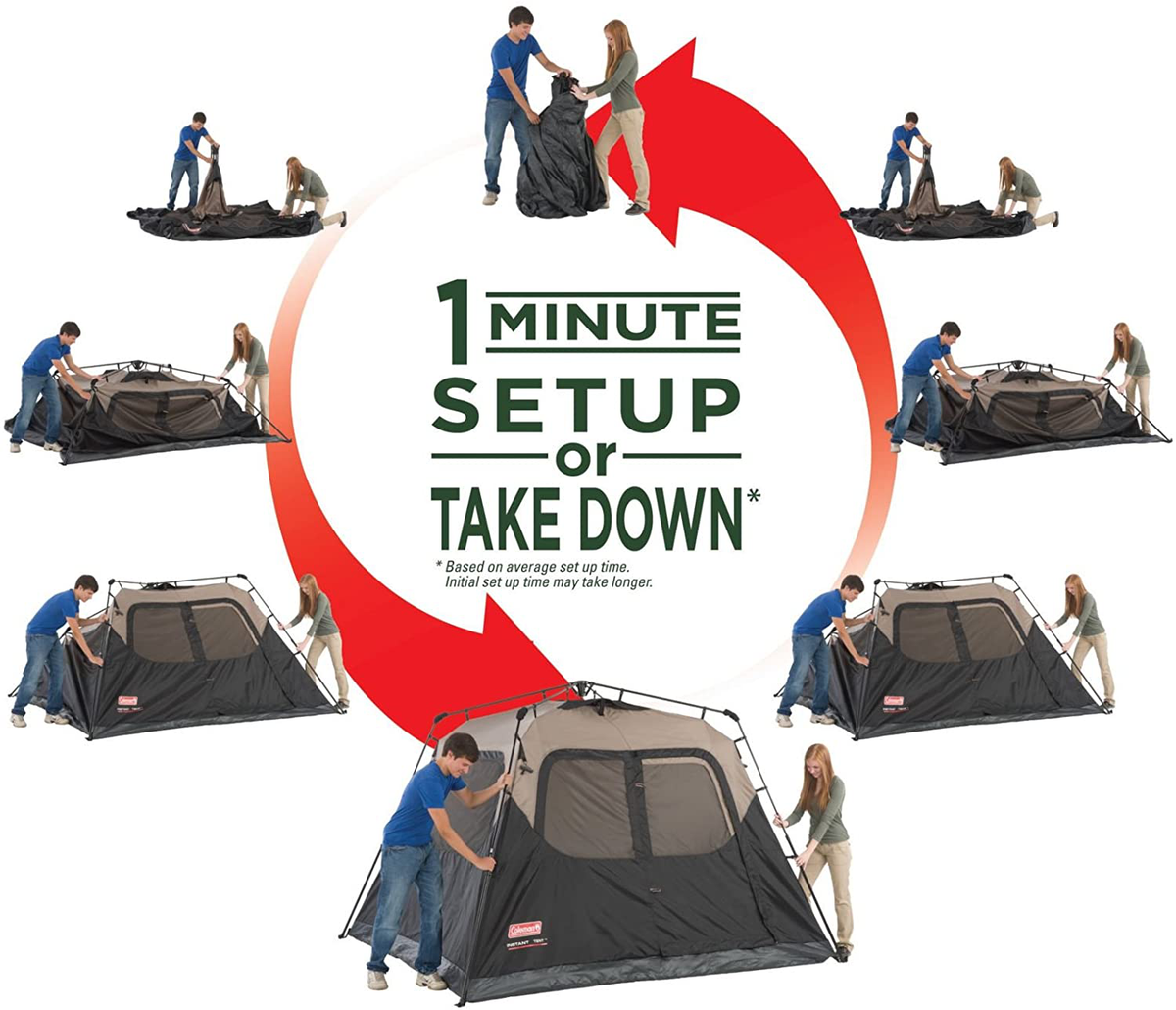 Coleman Cabin Camping Tent with Instant Setup in 60 Seconds 4 or 6