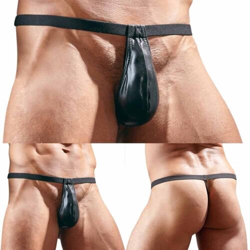 Herren Tangas T-Back, sexy Unterwäsche Kunstleder Nachtwäsche Männer G-String Dessous - Bild 1 von 3