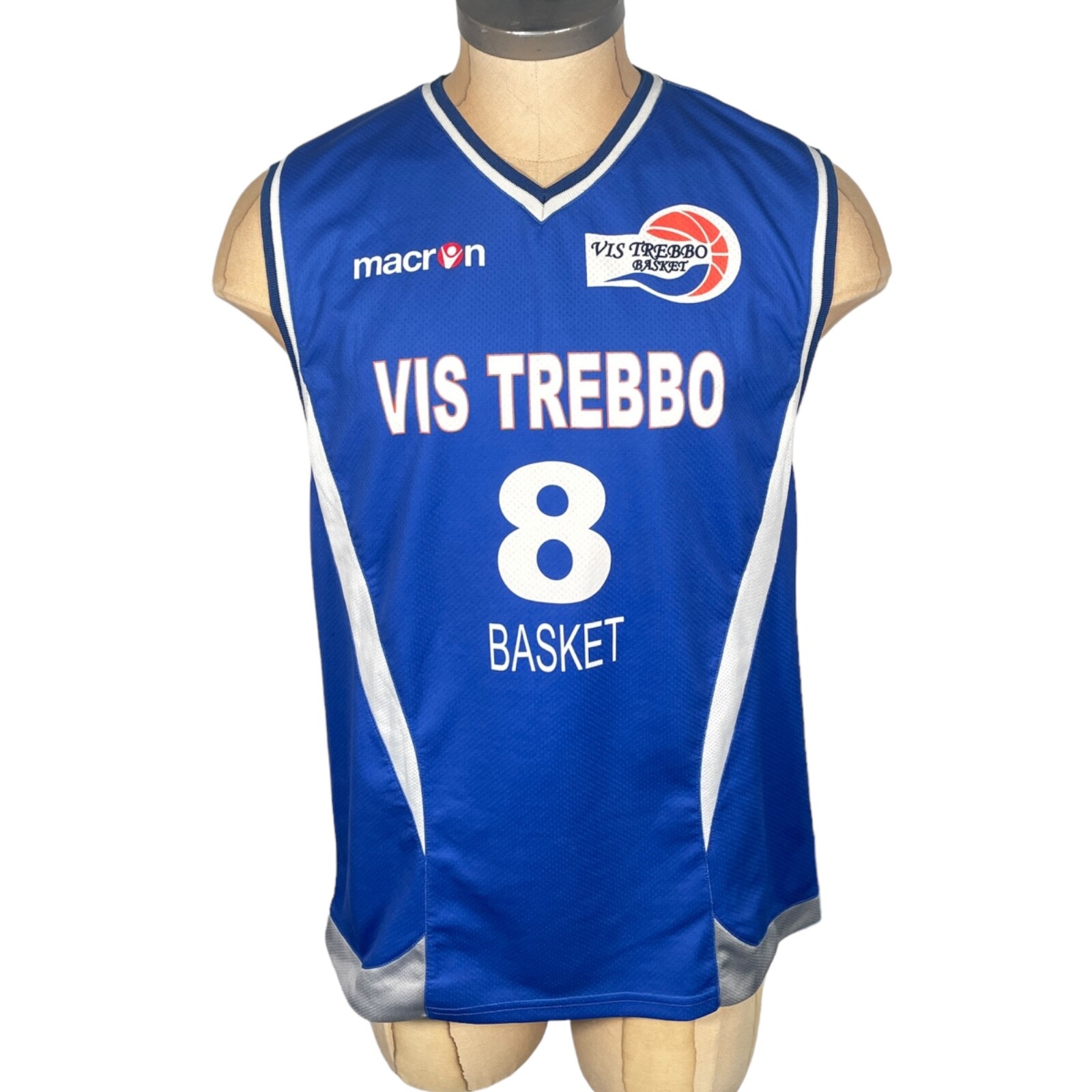 Tank Top Vis Trebbo Trieste a League Basket Italian Macron Vintage Size M #6 #-image
