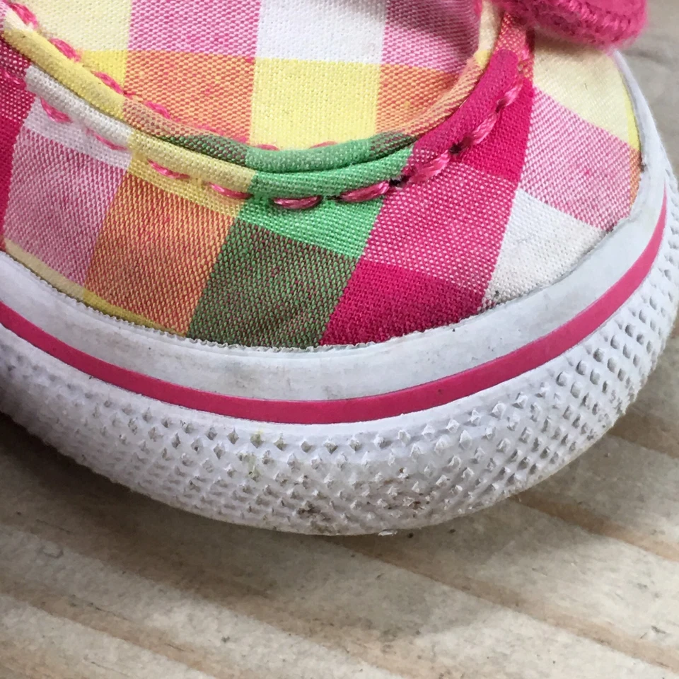 Zapatos de barco Sperry Top Sider jóvenes 10 M Biscayne 1 ojo rosa tela a cuadros con cordones Foto 4 de 4