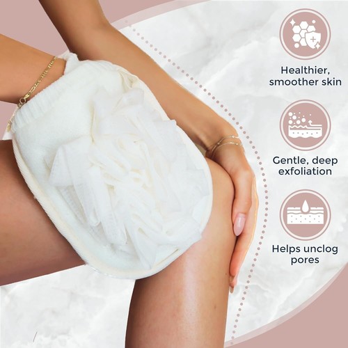 Loofah Sponge, Exfoliating Mitt Shower Loofah,Double-Sided Natural - Picture 3 of 6