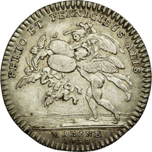 [#69837] Frankrijk, Token, Royal, 1758, ZF+, Zilver, Feuardent:1401. - Afbeelding 2 van 2