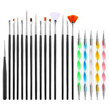 Professional Nail Art Brush Set, 15 Piece Black Handle Collection with Dotting T