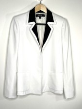 Kasper White Blazer w/Black Trim Size 6 Career Classic Two-Tone