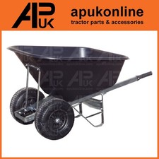 Image of Large Black 200L Wheelbarrow No Puncture Wide Tyres Farm Mucking Out Mulch Feed
