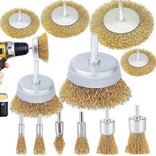 Wire Brush Wheel Cup Brush Set, 12 Pack Coarse Crimped Brass 1/4 Inch Shank W...