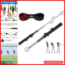 Retractable Golf Swing Trainer 5 in 1 Grip Correction Tempo Click Feedback