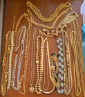 Lot Of 17 Vintage Costume Jewelry Necklaces 2.5 pounds Gold Toned Silver Monet