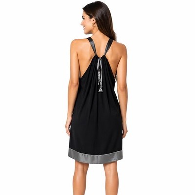 BCBG MAX AZRIA Black Shift Dress Contrast Silk Hem XS Little Black Dress |  eBay