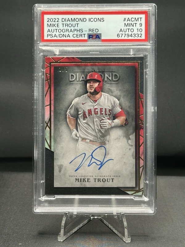 2022 TOPPS DIAMOND ICONS AUTO #ACMT MIKE TROUT AUTOGRAPHS-RED /5 PSA 9 POP 1